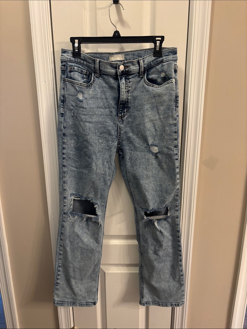 Altar'd State Distressed Straight-Leg Jeans - Light Blue
